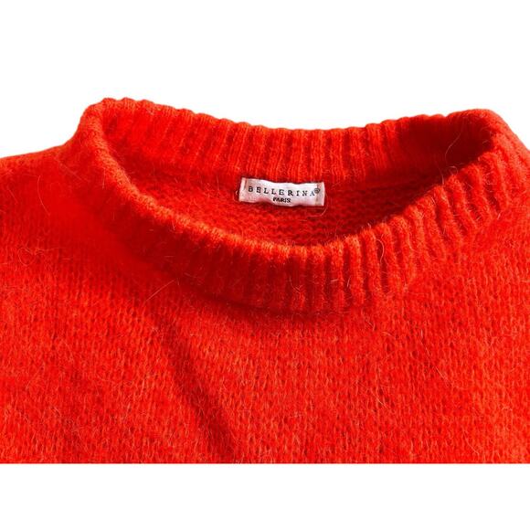 Bellerina Paris Sweater Women's One Size Orange Mohair Blend Made in Italy - Picture 2 of 5